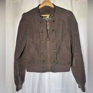 Dusty Plum Military-inspired Bomber Jacket